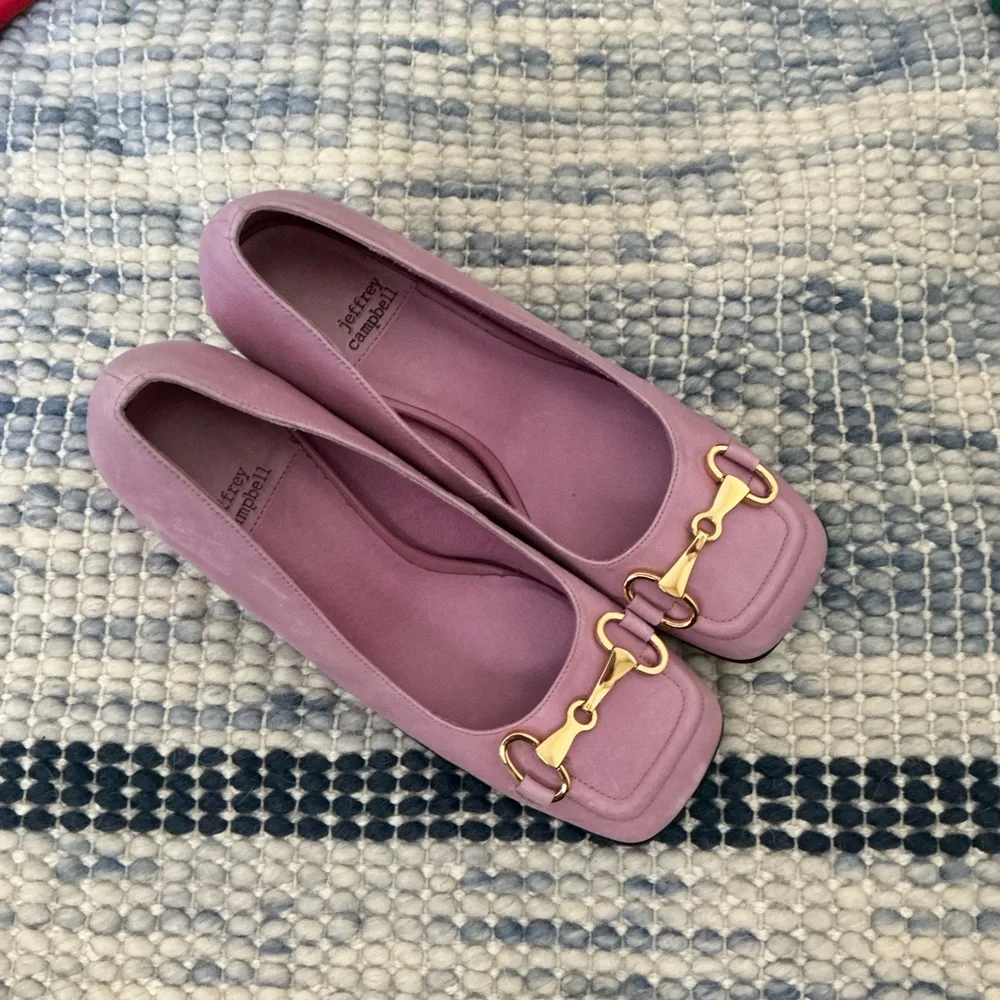 Jeffery Campbell nobility pump Pink Gold Decorative Hardware square toe size 7 - Picture 2 of 6